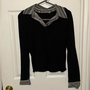 3 for $10 Vintage Apt. 9 2 for 1 black gray white ls collar shirt sz med petite
